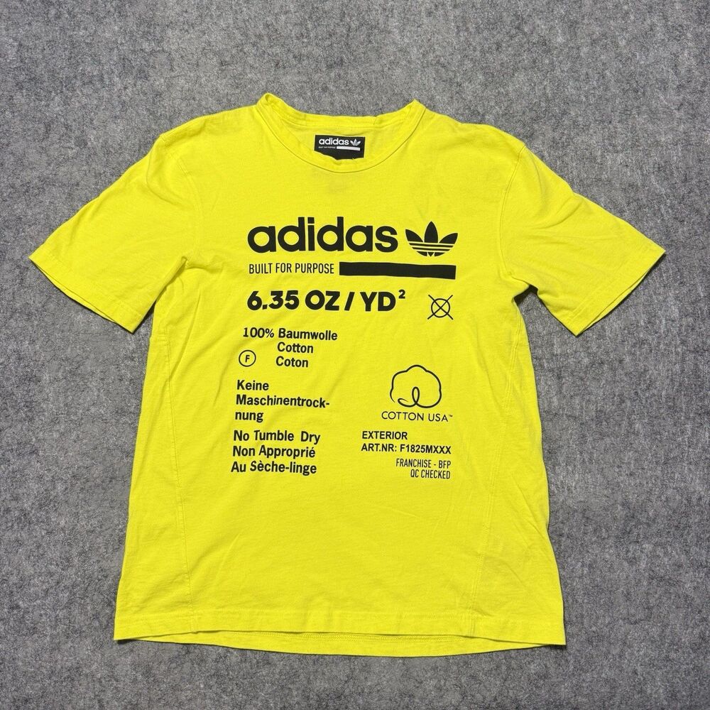 Adidas Originals Kaval T Shirt US Small Yellow Built For Purpose Deconstructed